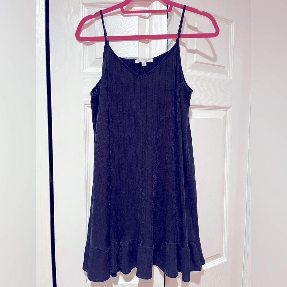 Navy Dress with Ruffle Hem